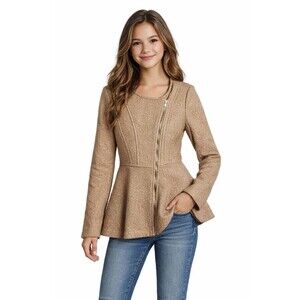 Cherry Dress Coat Jacket Size Large Color Tan